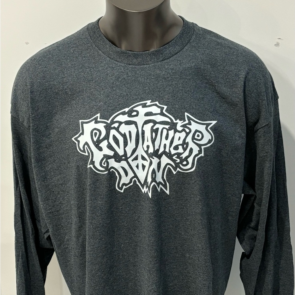 GODFATHER DON HIP HOP LONG SLEEVE T-SHIRT NEVER RELEASED DARK GRAY & WHITE XL